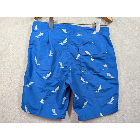 Forever 21 Men Shark Leaping Swim Trunks Board Shorts Size Mens Small - Picture 5 of 5